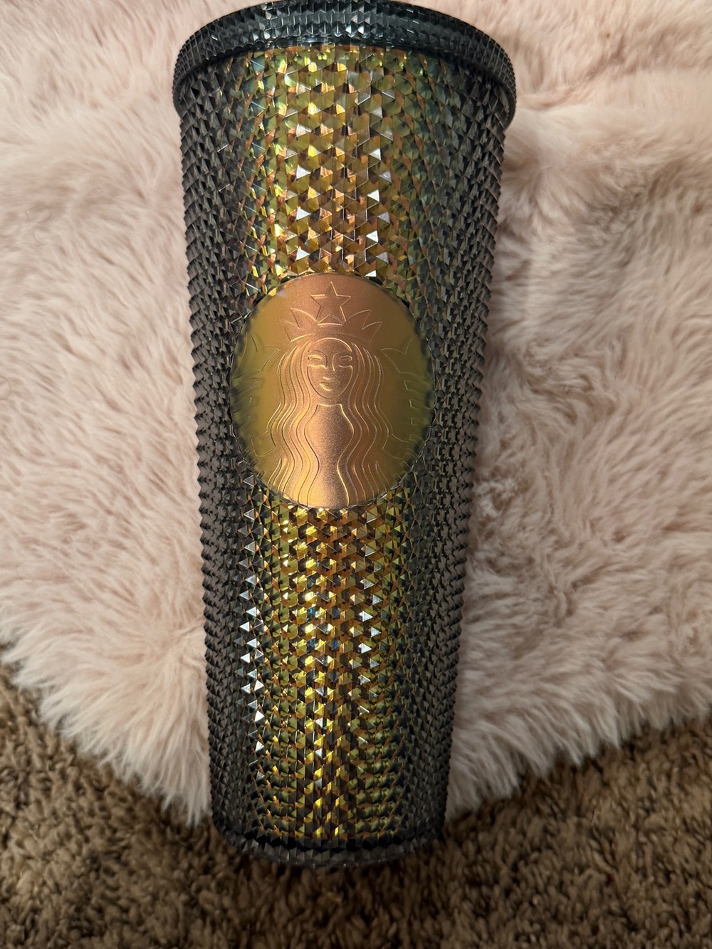 Starbucks Black Studded Tumbler with Iridescent Gold Logo